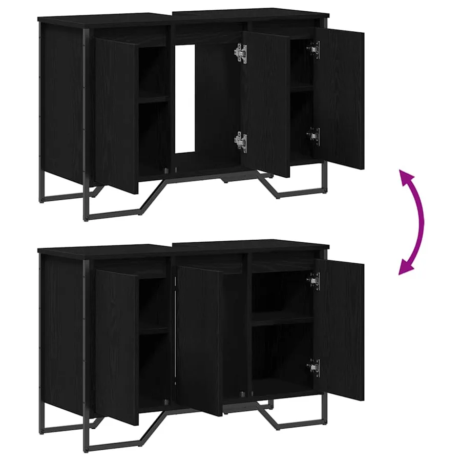 Meuble de Lavabo de Salle de Bain Chêne noir 91 x 35 x 60 cm - 8