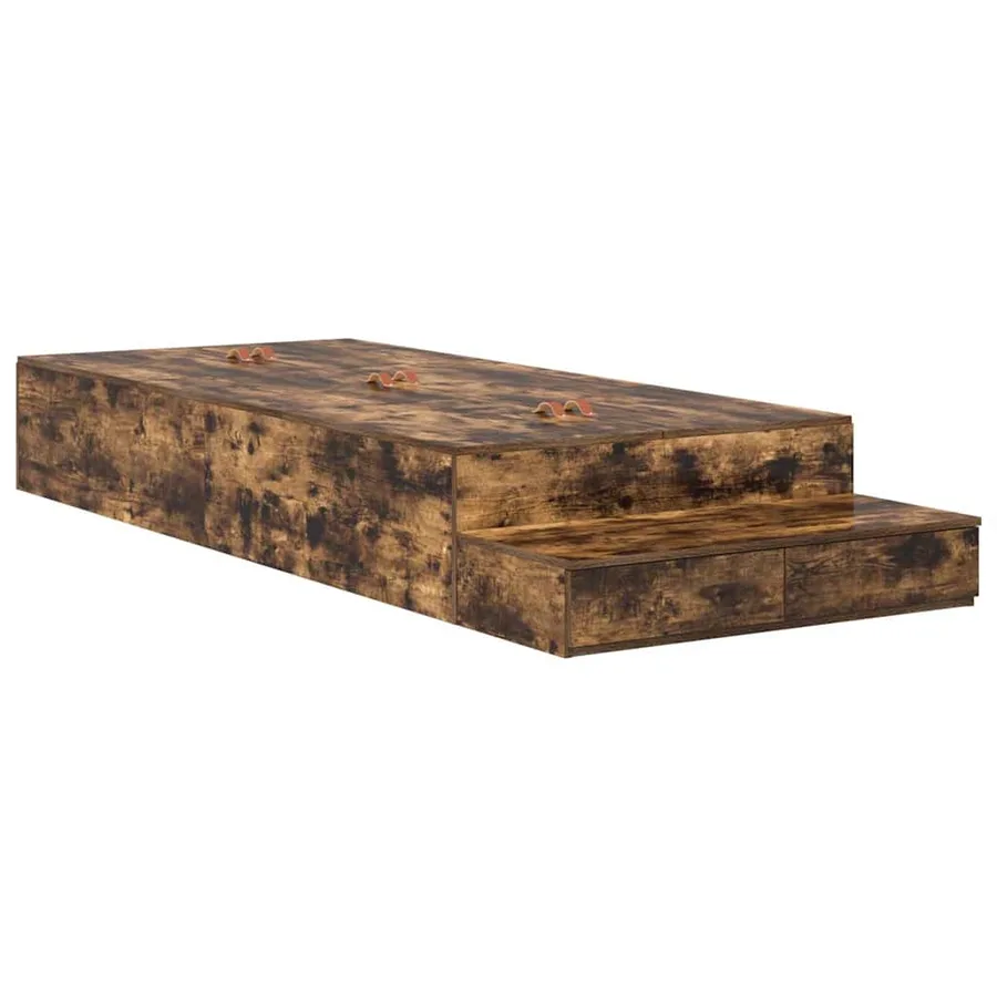 Cadre de lit avec rangement Chêne fumé 90 cm Bois d'ingénierie - 2