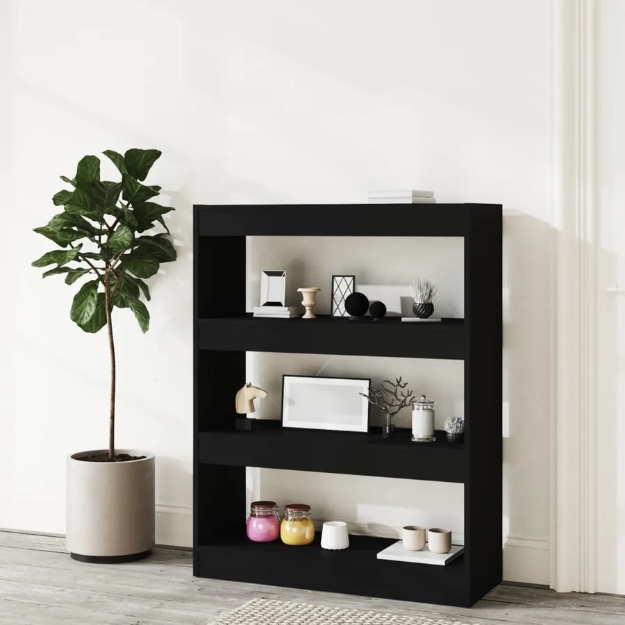 Bibliothèque/Cloison Noir 80x30x103 cm Bois d'ingénierie - 3