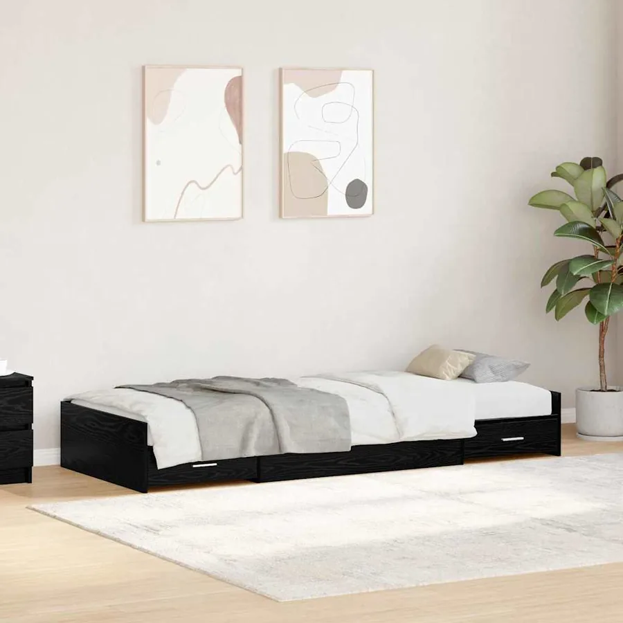 Cadre de lit Chêne noir 75 x 190 cm Bois d'ingénierie