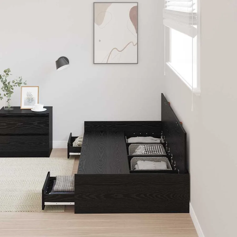 Cadre de lit Chêne noir 75 x 190 cm Bois d'ingénierie - 3