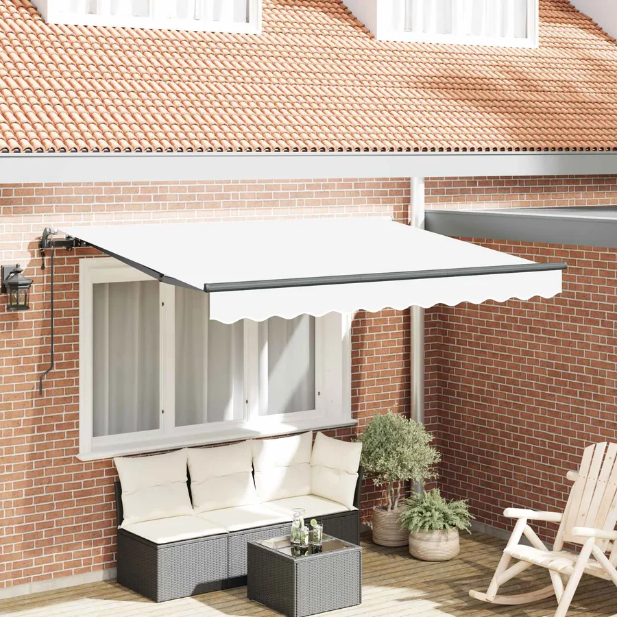Auvent Rétractable Blanc 350 x 200 cm tissu