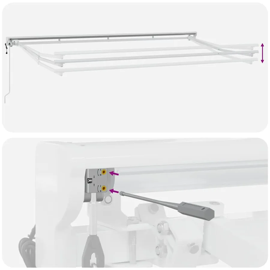 Cadre d'auvent Réglable Blanc 4 x 2 m Acier - 9