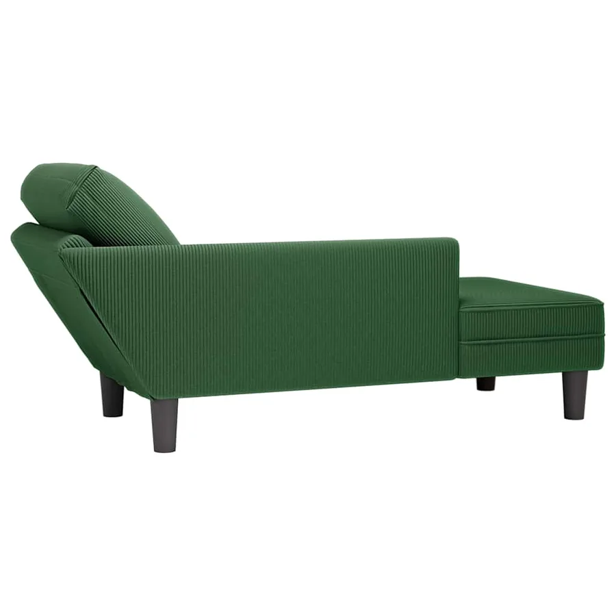 Chaise longue avec coussin vert foncé tissu en velours côtelé - 6