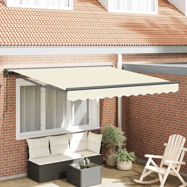Cadre d'auvent Crème 300 x 250 cm Polyester avec revêtement PU