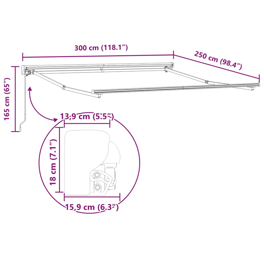 Cadre d'auvent Anthracite et blanc 300 x 250 cm - 12