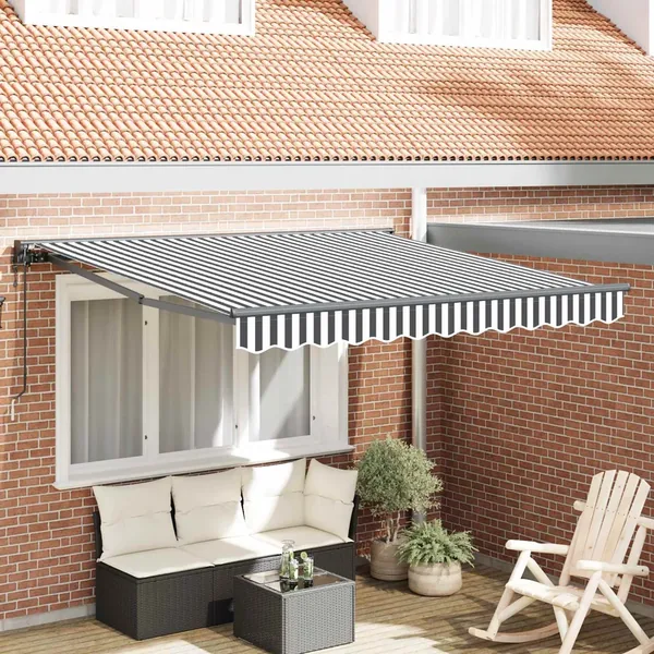 Cadre d'auvent Anthracite et blanc 350 x 250 cm