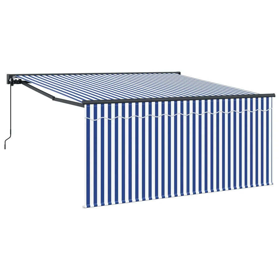 Auvent Rétractable Bleu et Blanc 350 x 250 cm - 2