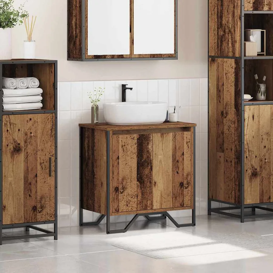 Meuble de Lavabo de Salle de Bain Bois Ancien 60 x 35 x 60 cm - 4