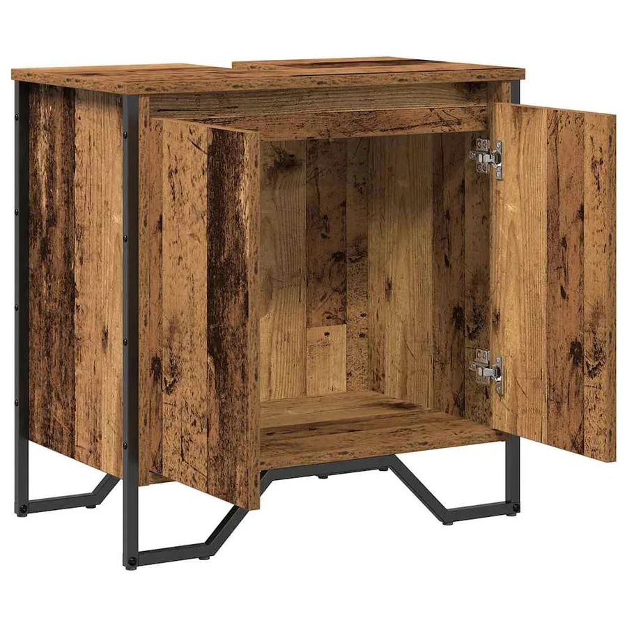 Meuble de Lavabo de Salle de Bain Bois Ancien 60 x 35 x 60 cm - 5