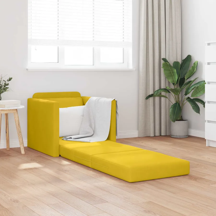 Canapé-Lit Jaune foncé 74 x 77 x 81 cm Velours - 3