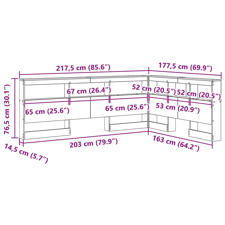 Tête de lit de rangement Gris Sonoma 160 cm Bois d'ingénierie - 12