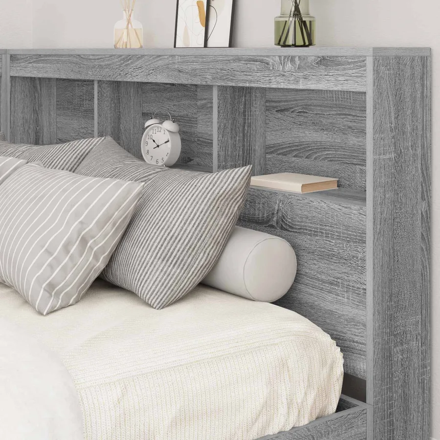 Tête de lit de rangement Gris Sonoma 160 cm Bois d'ingénierie - 4