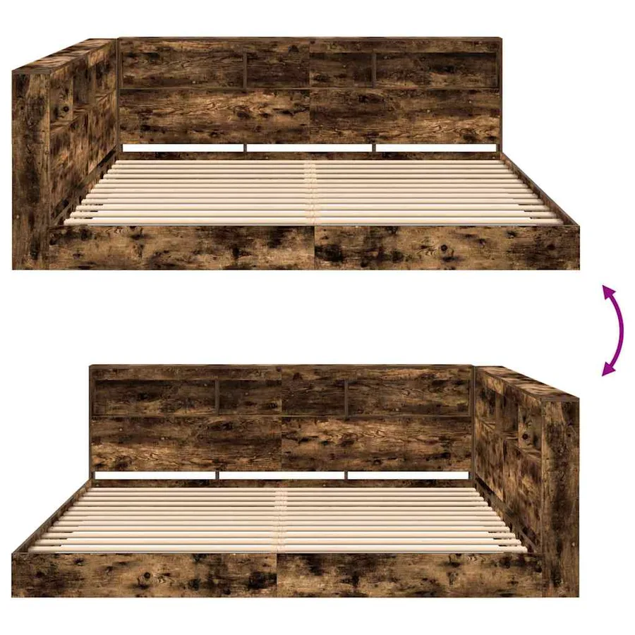 Lit Bibliothèque Chêne fumé 180 x 200 cm Bois d'ingénierie - 11
