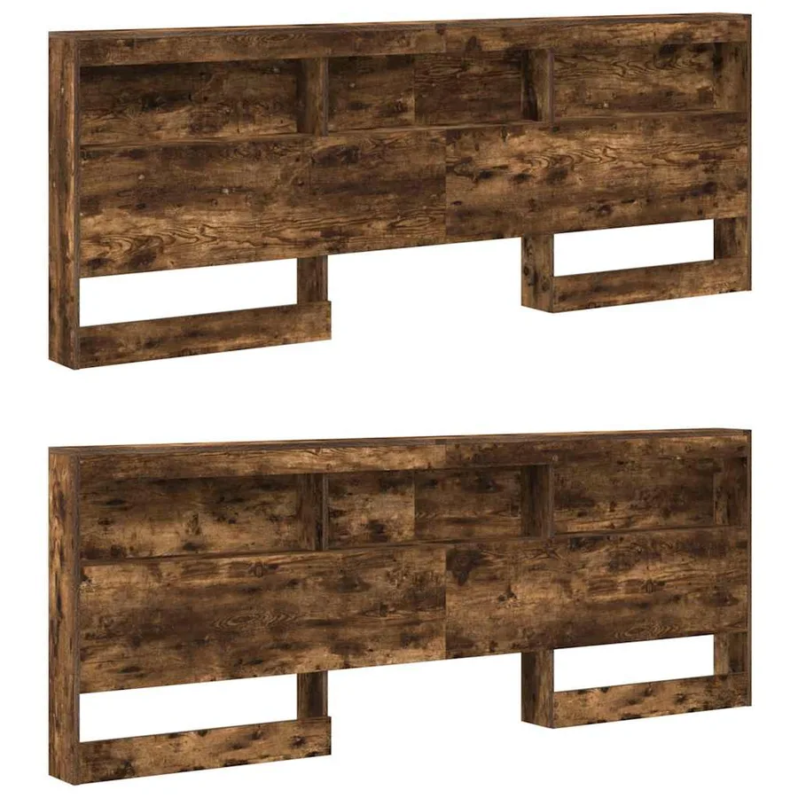 Lit Bibliothèque Chêne fumé 180 x 200 cm Bois d'ingénierie - 5
