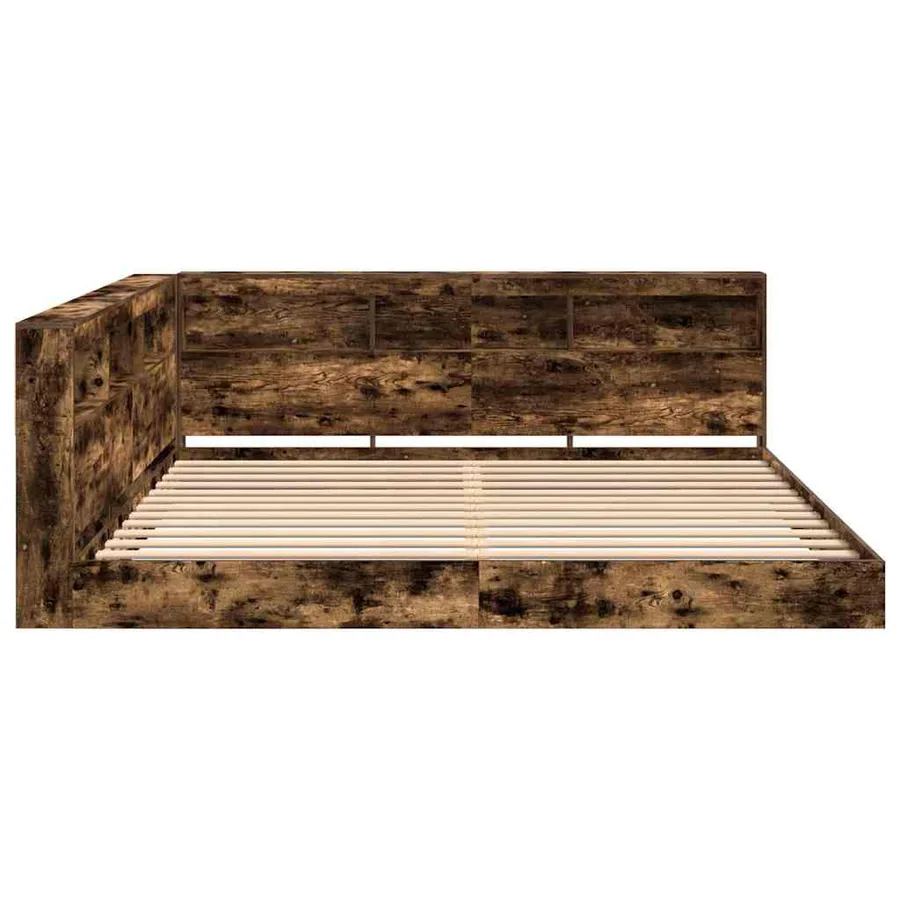 Lit Bibliothèque Chêne fumé 180 x 200 cm Bois d'ingénierie - 7