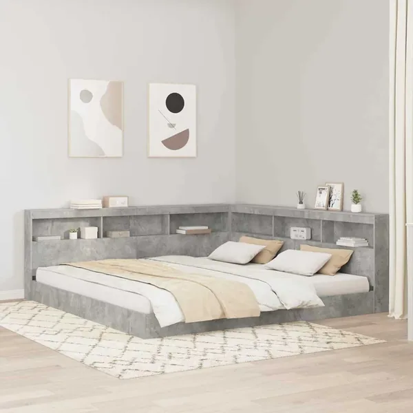 Tête de lit de rangement Gris béton 180 cm Bois d'ingénierie
