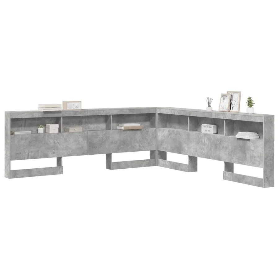 Tête de lit de rangement Gris béton 180 cm Bois d'ingénierie - 3