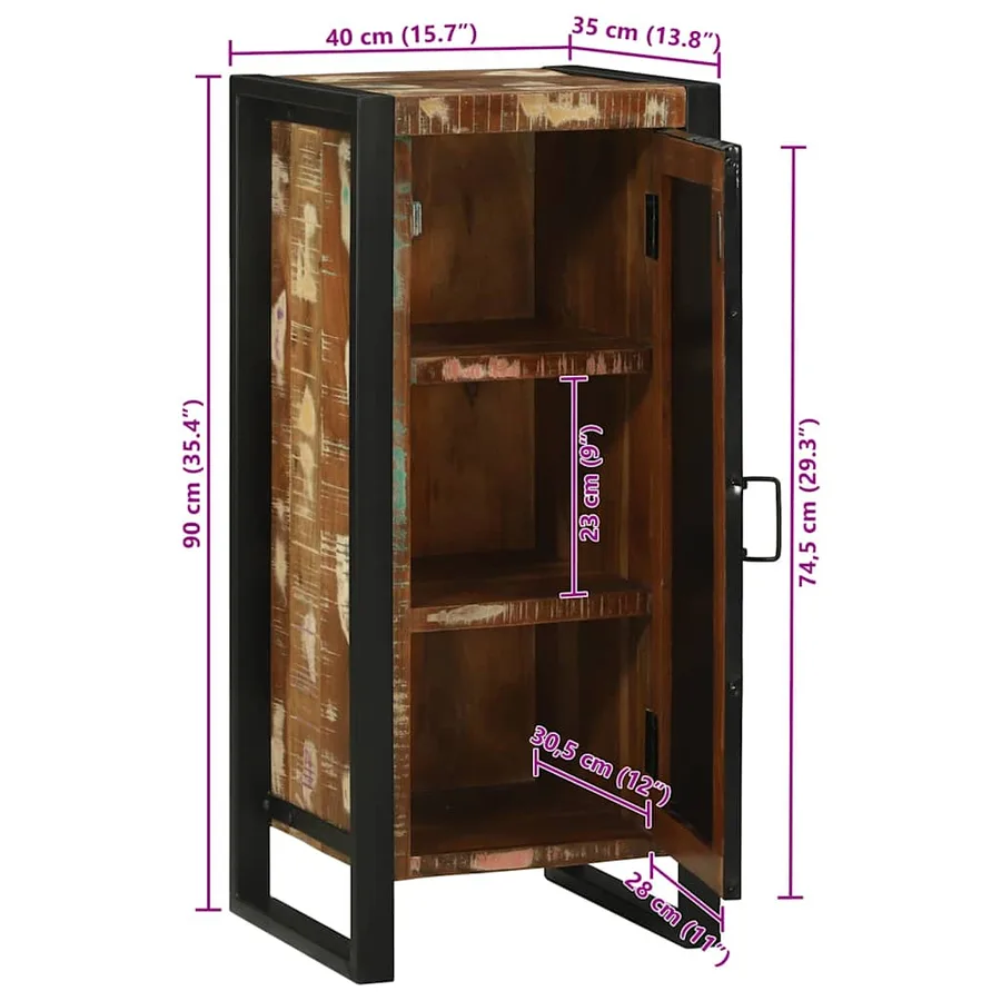 Armoire de salle de bain avec porte Marron Bois Recyclé Solide - 14