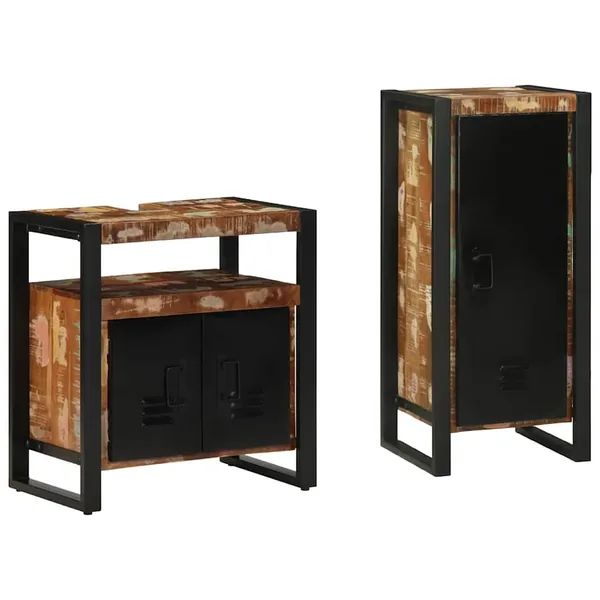Ensemble de mobilier de salle de bain 2 pcs Bois Recyclé Solide