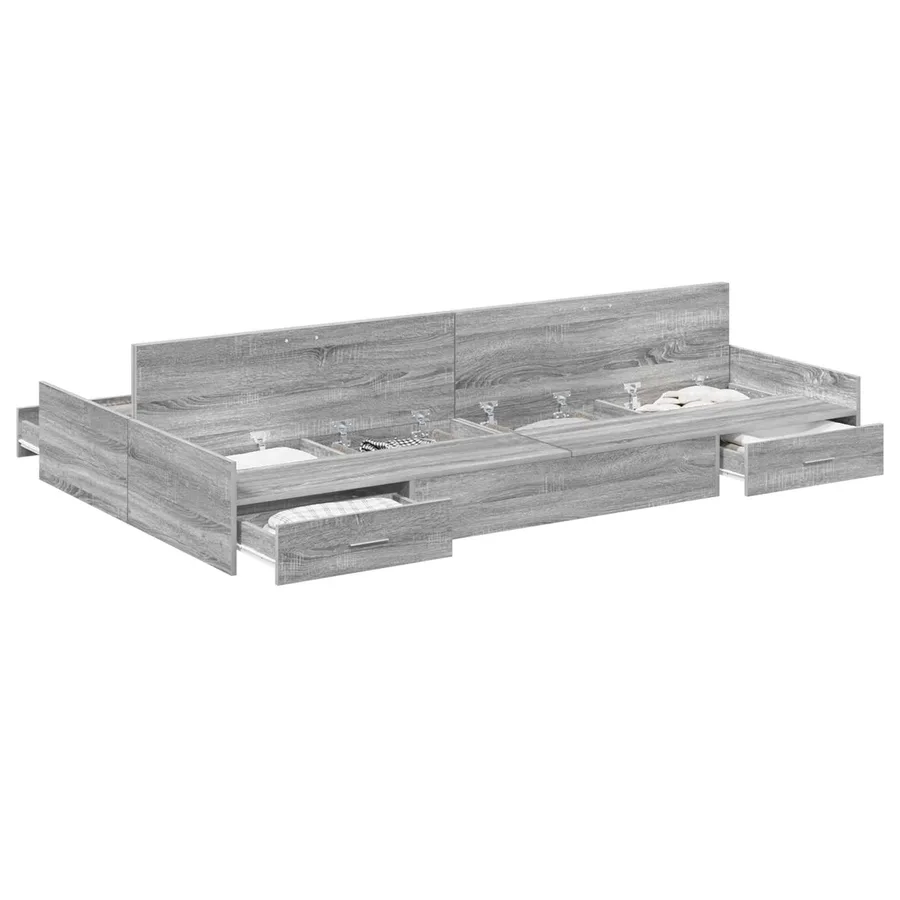 Cadre de lit avec rangement Gris Sonoma 120 x 190 cm - 2