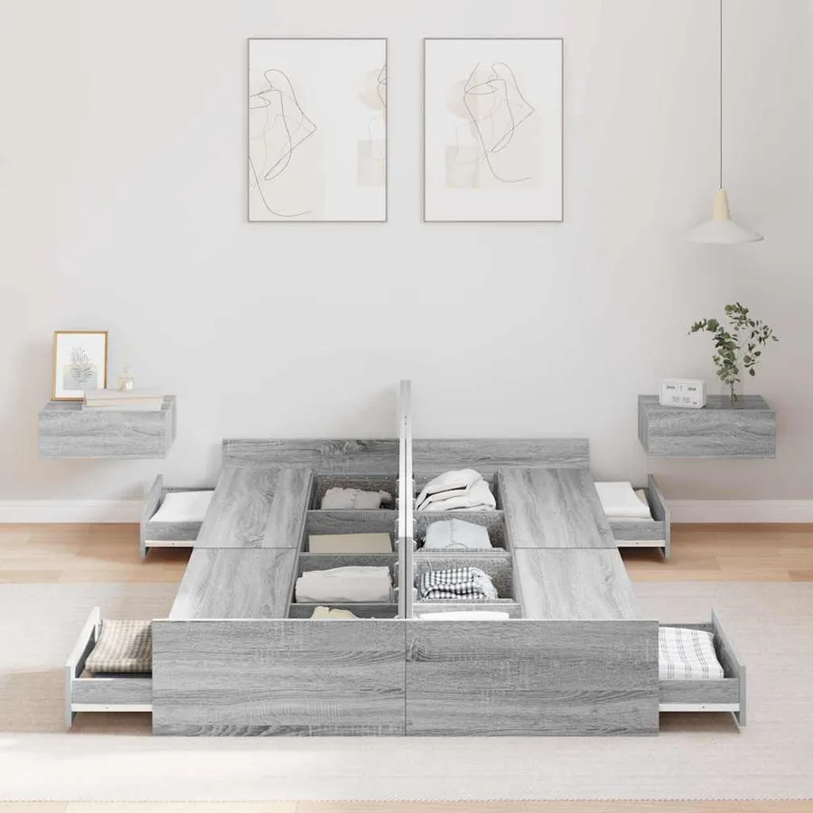 Cadre de lit avec rangement Gris Sonoma 120 x 190 cm - 3