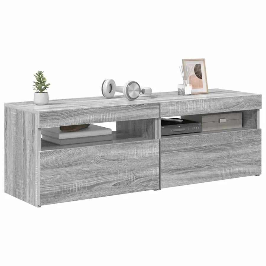 Meubles TV 2 pcs avec lumières LED Sonoma gris 60x35x40 cm - 14