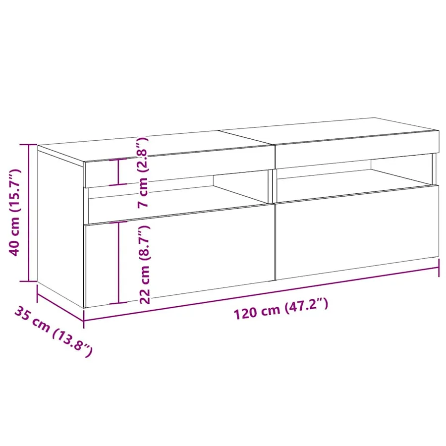 Meubles TV 2 pcs avec lumières LED Sonoma gris 60x35x40 cm - 16