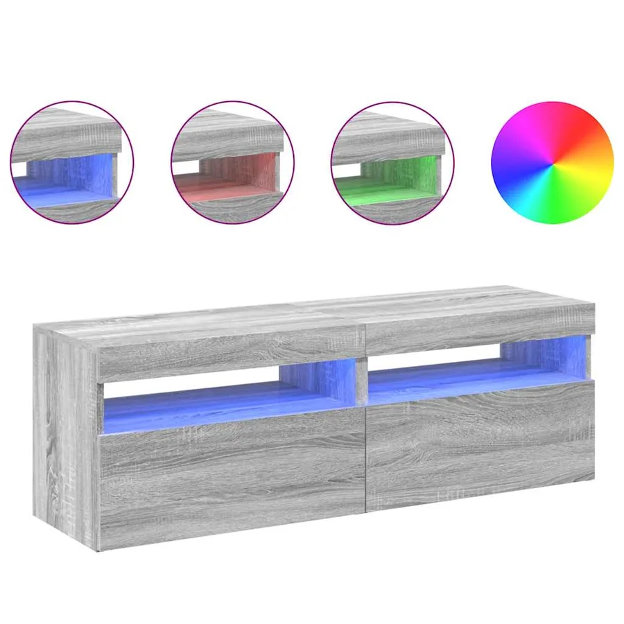 Meubles TV 2 pcs avec lumières LED Sonoma gris 60x35x40 cm - 2