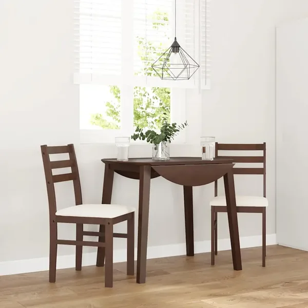 Chaises à manger coussins 2 pcs marron bois massif caoutchouc
