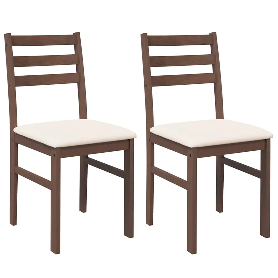Chaises à manger coussins 2 pcs marron bois massif caoutchouc - 2