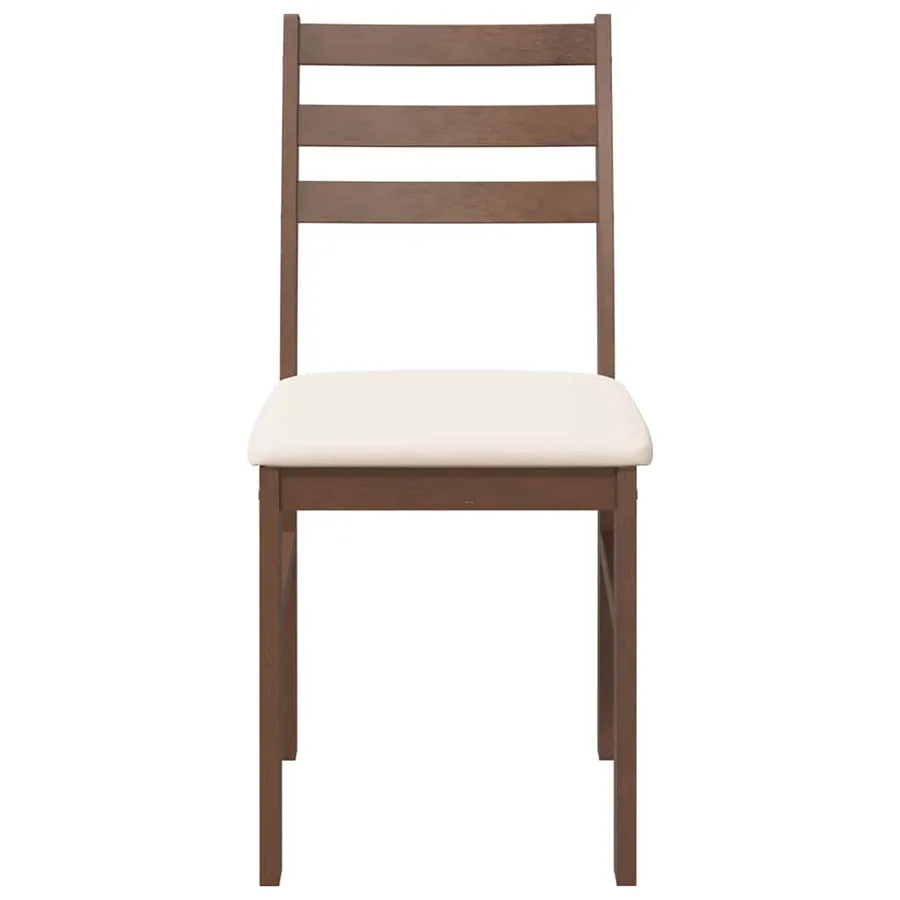 Chaises à manger coussins 2 pcs marron bois massif caoutchouc - 5