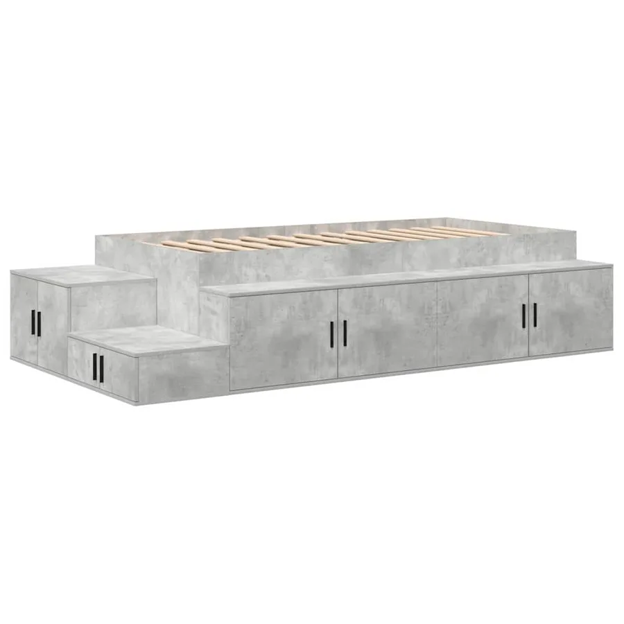 Cadre de lit avec rangement Gris béton 75 cm Bois d'ingénierie - 2