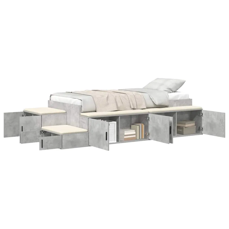 Cadre de lit avec rangement Gris béton 75 cm Bois d'ingénierie - 3