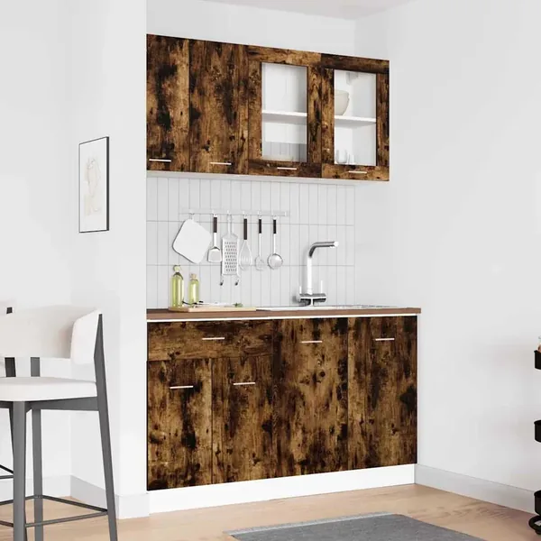 Unité de cuisine Lyon 4 pcs Chêne fumé Bois d'ingénierie