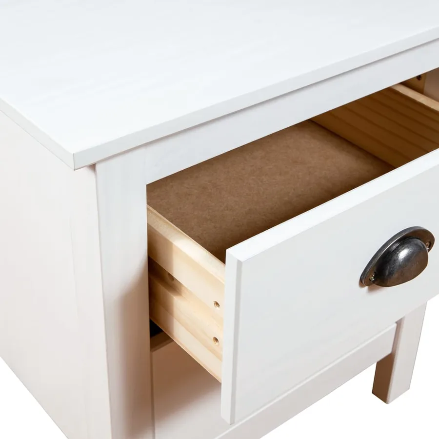 Table de chevet Hill Blanc 46x35x49,5 cm Bois de pin solide - 4