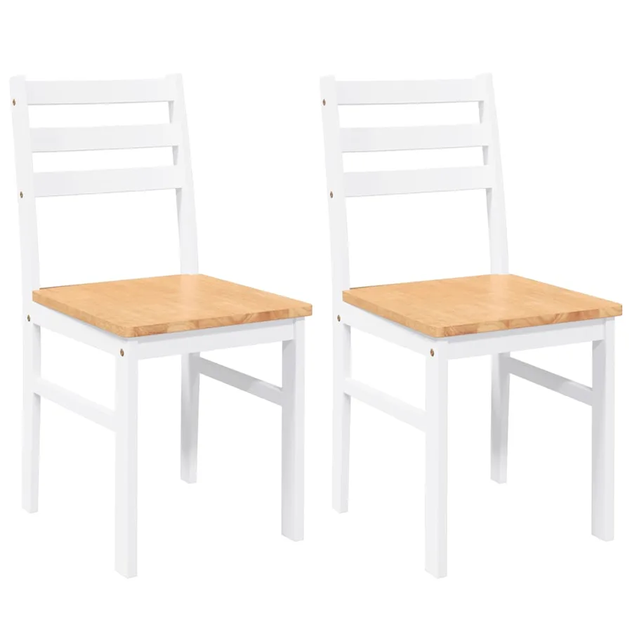 Chaises à manger 2 pcs blanc bois massif caoutchouc - 2