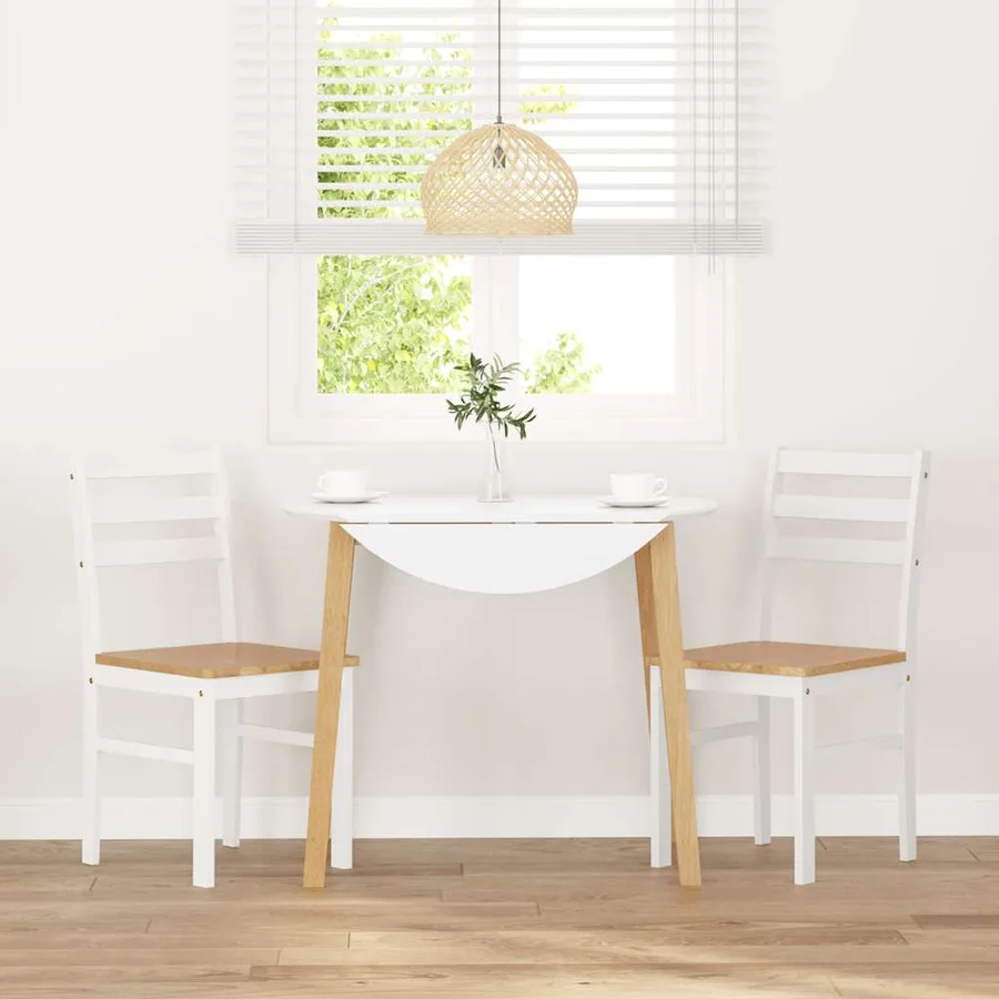 Chaises à manger 2 pcs blanc bois massif caoutchouc - 3