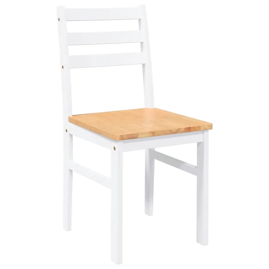 Chaises à manger 2 pcs blanc bois massif caoutchouc - 4