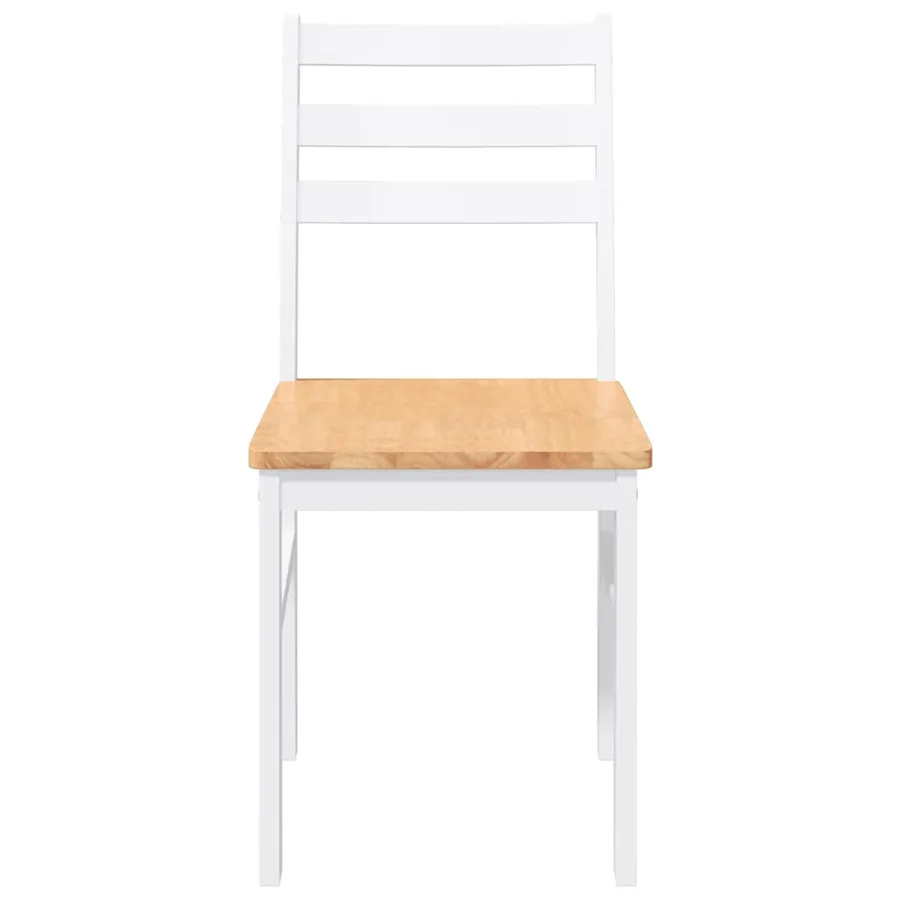 Chaises à manger 2 pcs blanc bois massif caoutchouc - 5