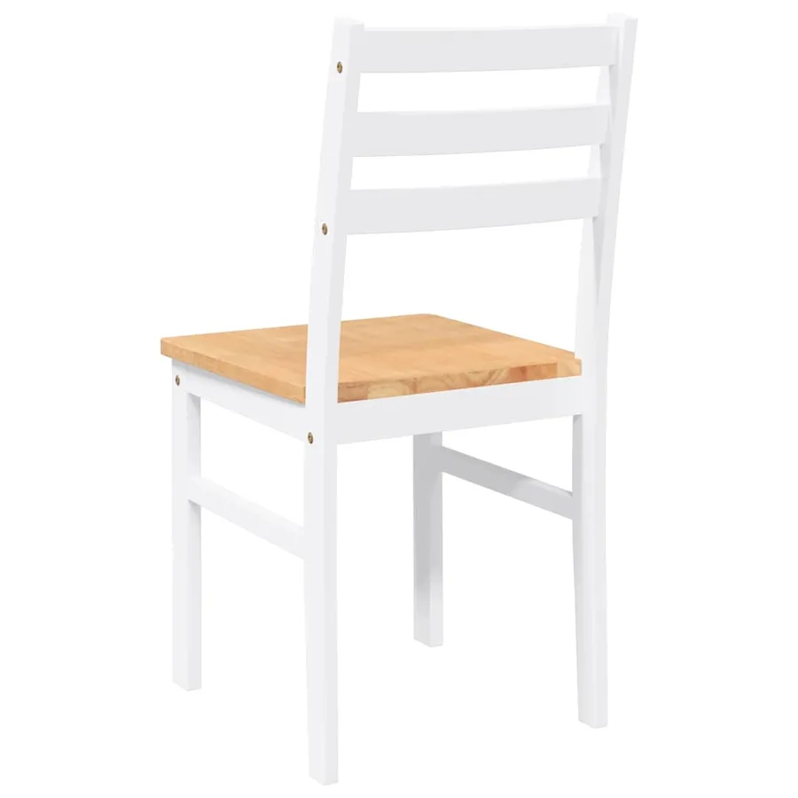 Chaises à manger 2 pcs blanc bois massif caoutchouc - 7