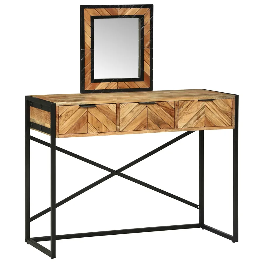Table de Toilette Marron 100 x 40 x 120 cm Bois d'Acacia Massif - 2