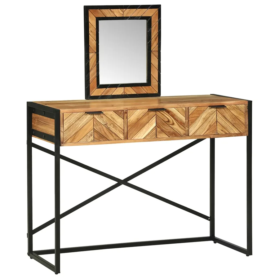 Table de Toilette Marron 100 x 40 x 120 cm Bois d'Acacia Massif - 4