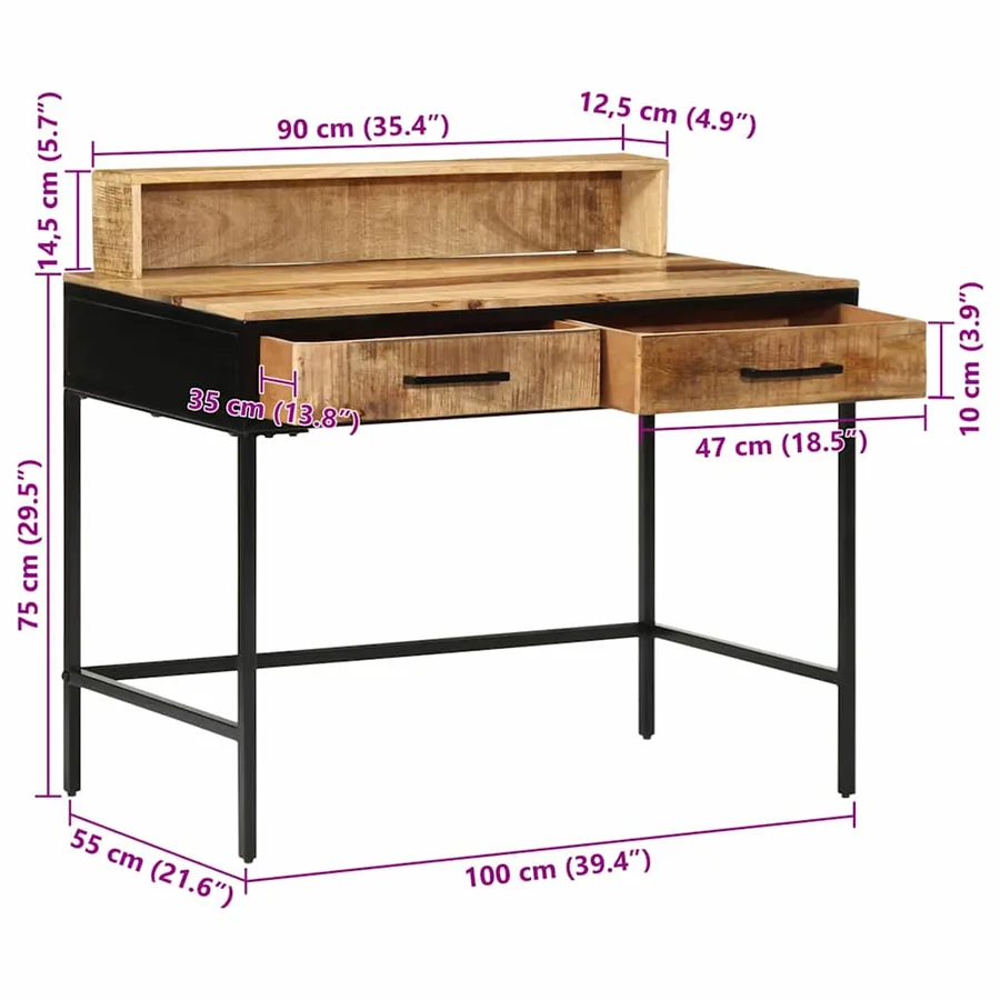 Table console avec tiroir Marron 100 x 55 x 89.5 cm - 17