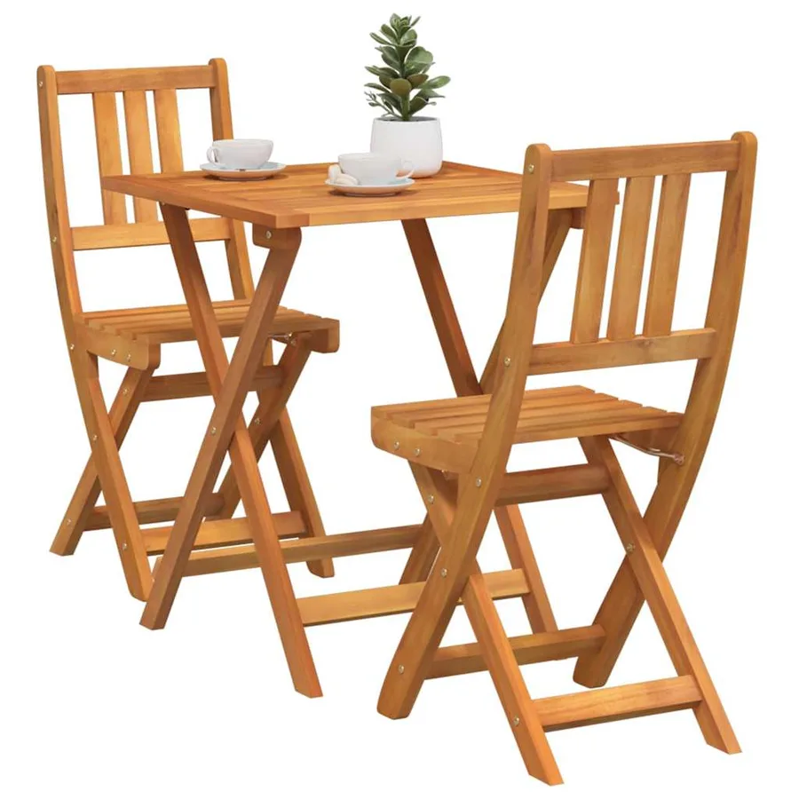 Ensemble bistrot 3 pcs Huile Naturelle Bois d'Acacia Massif - 3