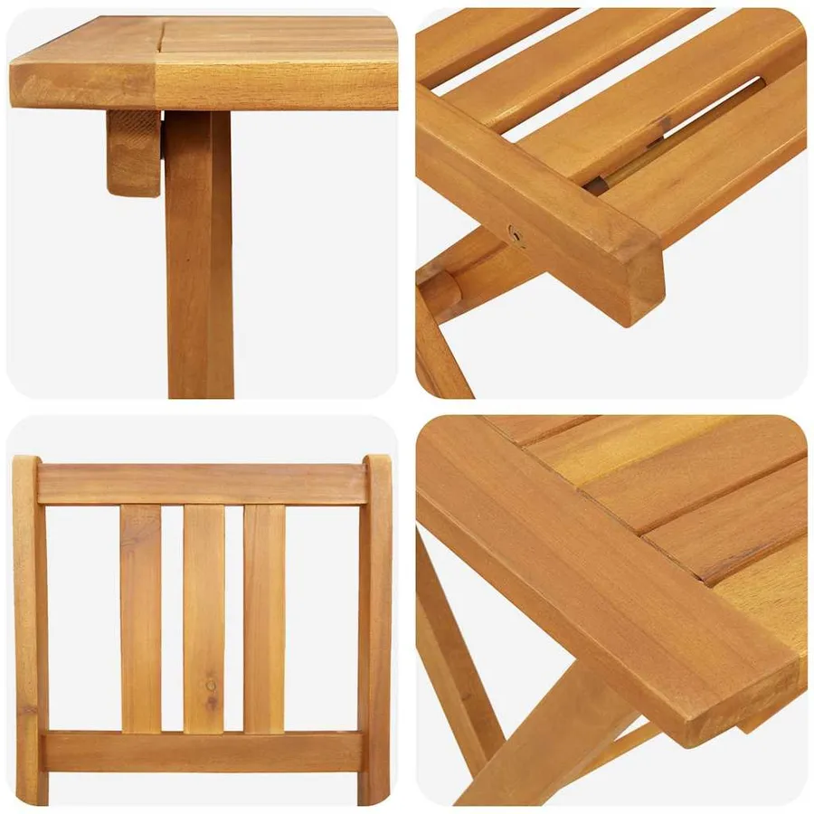 Ensemble bistrot 3 pcs Huile Naturelle Bois d'Acacia Massif - 9
