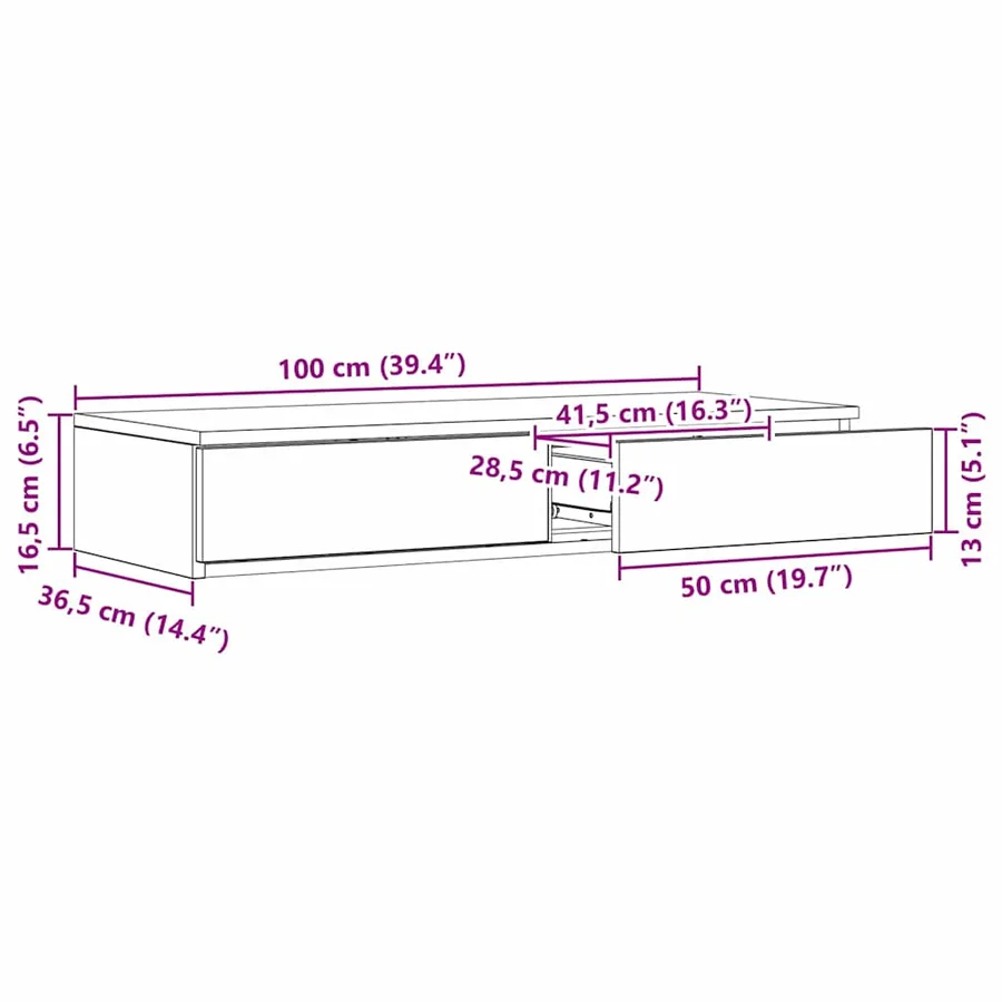 Tiroirs de lit avec tiroir Chêne noir 100 x 36,5 x 16,5 cm - 12