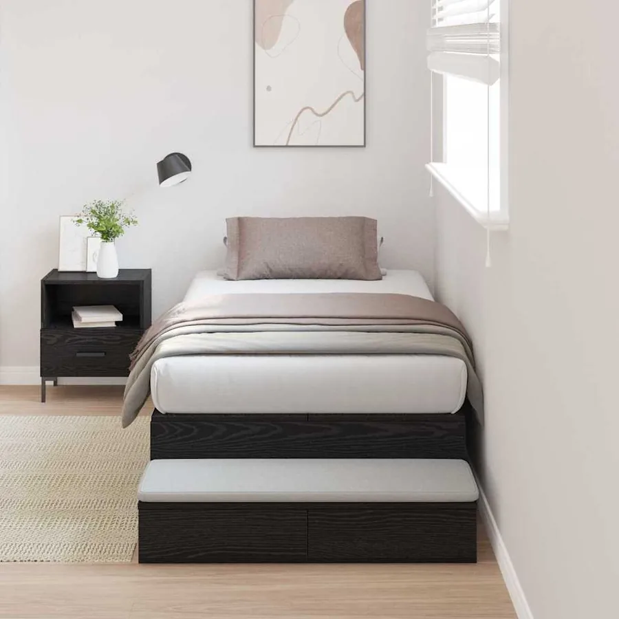 Cadre de lit avec rangement Chêne noir 100 cm Bois d'ingénierie