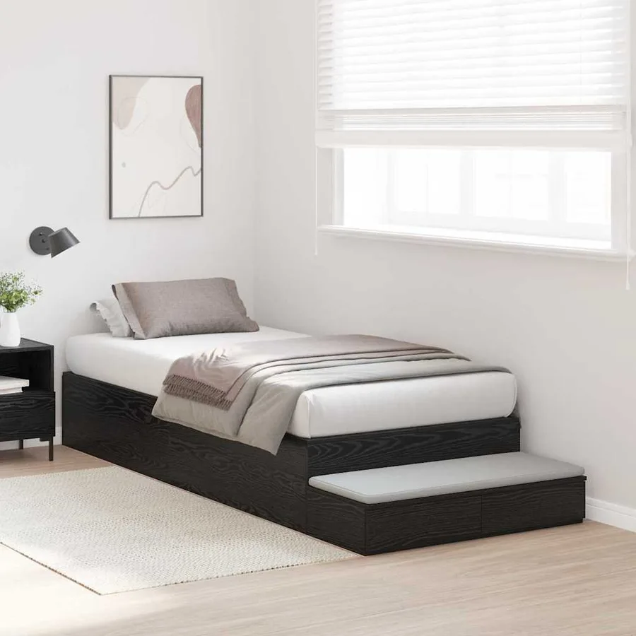 Cadre de lit avec rangement Chêne noir 100 cm Bois d'ingénierie - 5