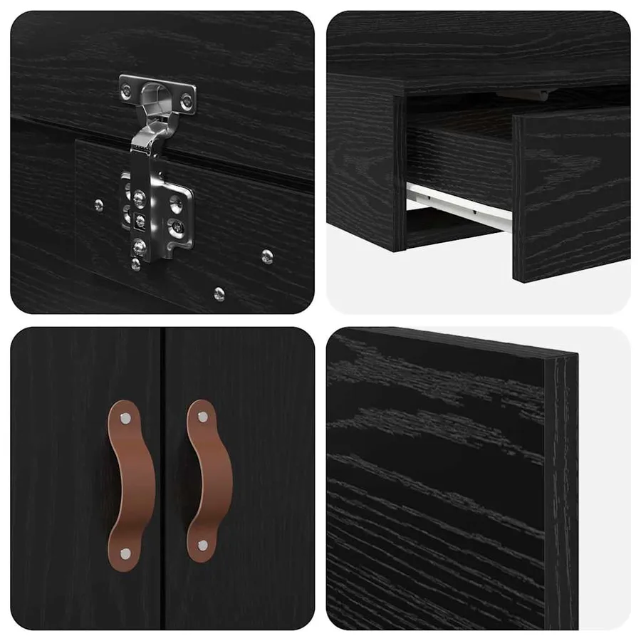 Cadre de lit avec rangement Chêne noir 100 cm Bois d'ingénierie - 8